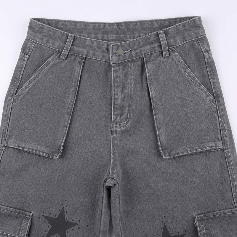 Y2K Gray Star Grunge Baggy Denim Pants – DAXUEN | Streetwear & Aesthetics