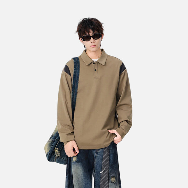Fashionable Winter Contrast Polo Sweatshirt