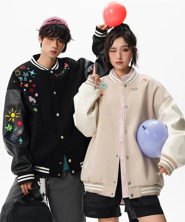 Y2K Cozy Embroidered Baseball Varsity Jacket