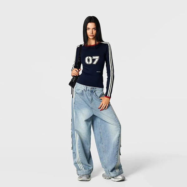 Women Cool Retro Patchwork Slim Fit T-Shirt