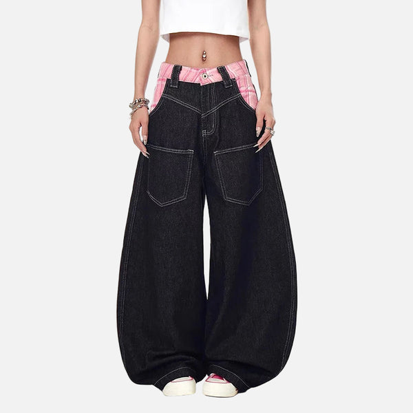 Effortless Streetwear American Style Plaid Cargo Jeans