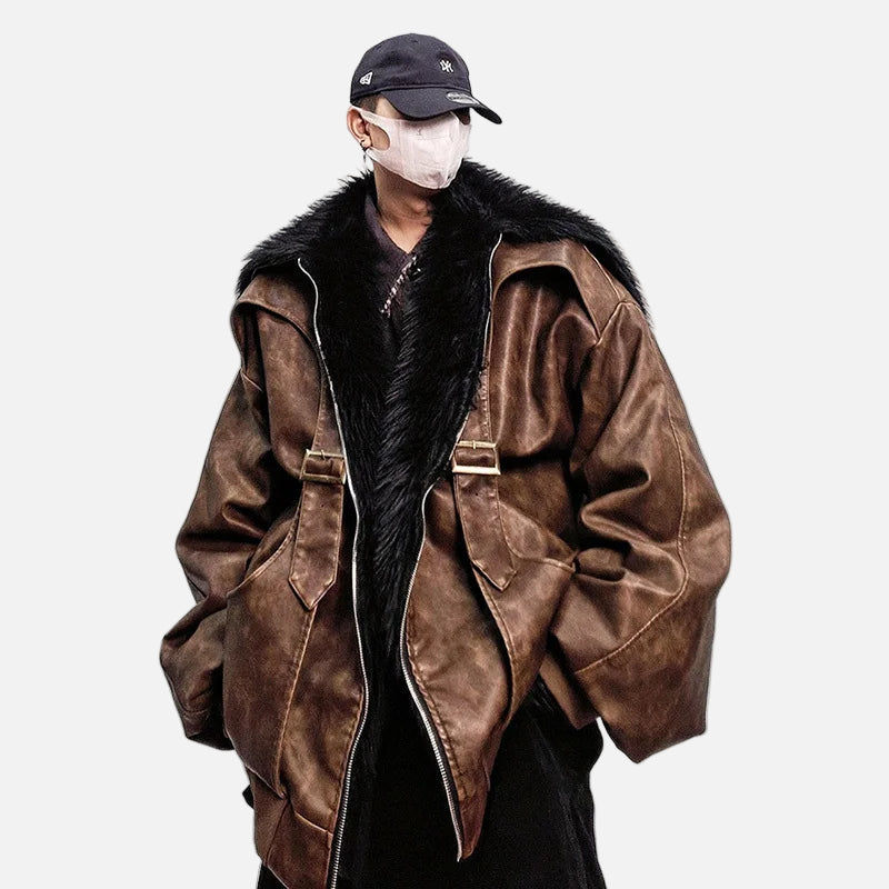 Luxurious High Quality Faux Fur Leather Hooded Jacket – DAXUEN