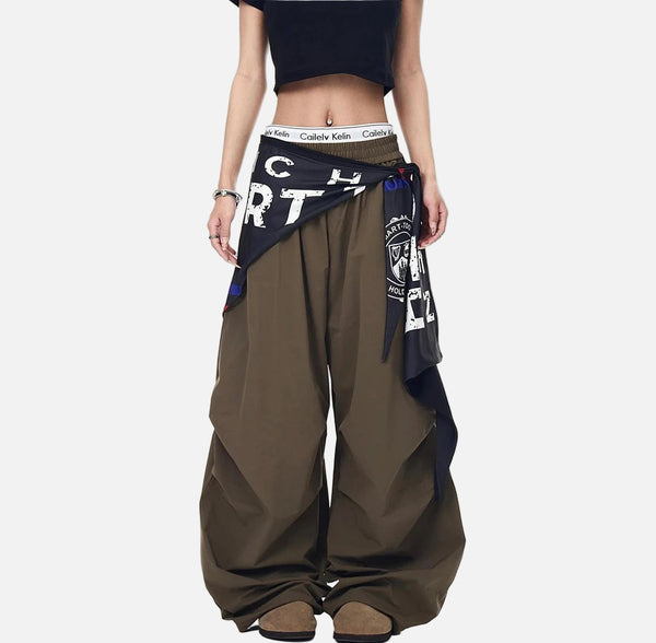 Breathable American Style With Scarf Wide Leg Jogger