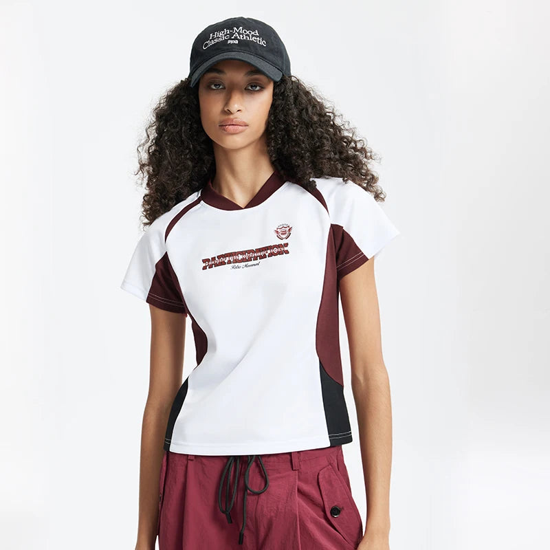 Model wearing the white Y2K Street Style T-Shirt