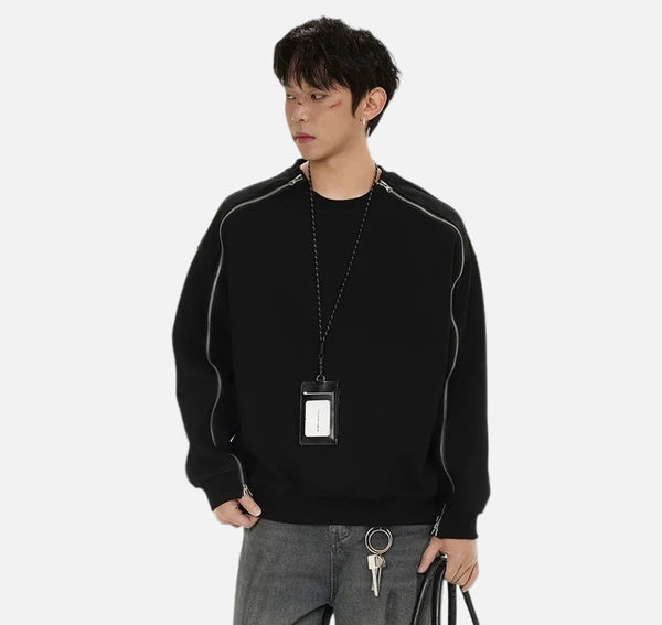 Plush Retro High Street Zipper Sweatshirt