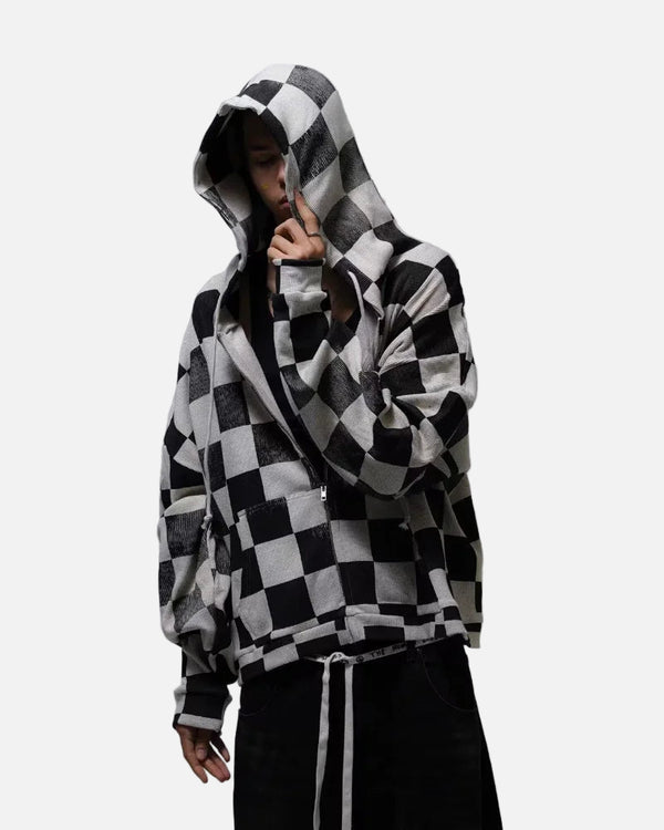 Personalized Gothic Check Design Zipper Sweatshirt