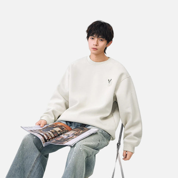 Cozy Embroidered Logo Crew Neck Sweatshirt