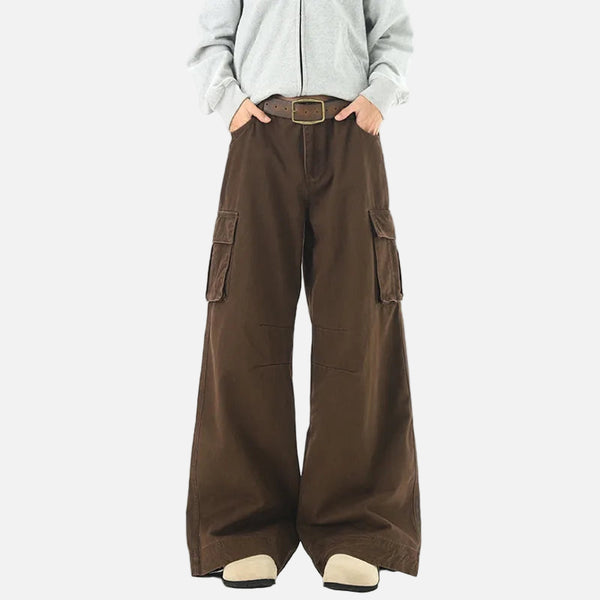 Trendy Korean Style Cargo Wide Leg Pants