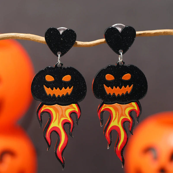 Acrylic Printed Halloween Ghost Pumpkin Earrings