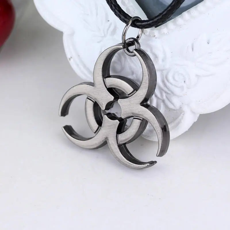 Front view of the Biohazard Charm Necklace 