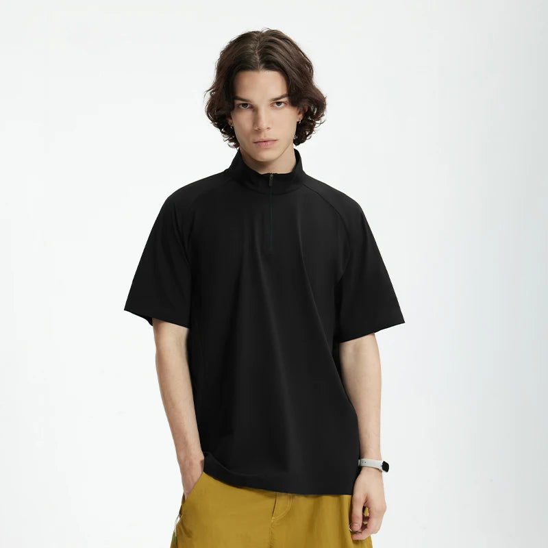 Model wearing the black The Urban Zip T-Shirt