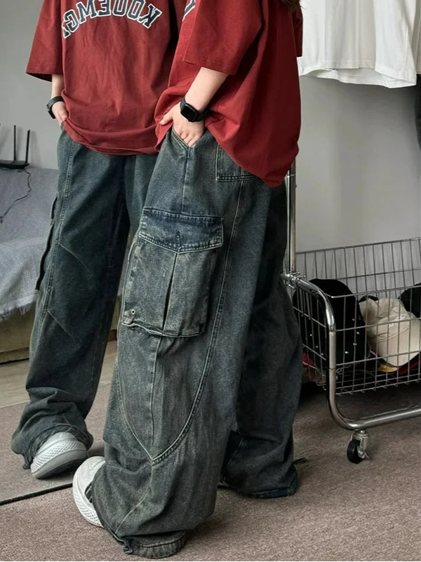 Model wearing the blue Vagabond Utility Pants