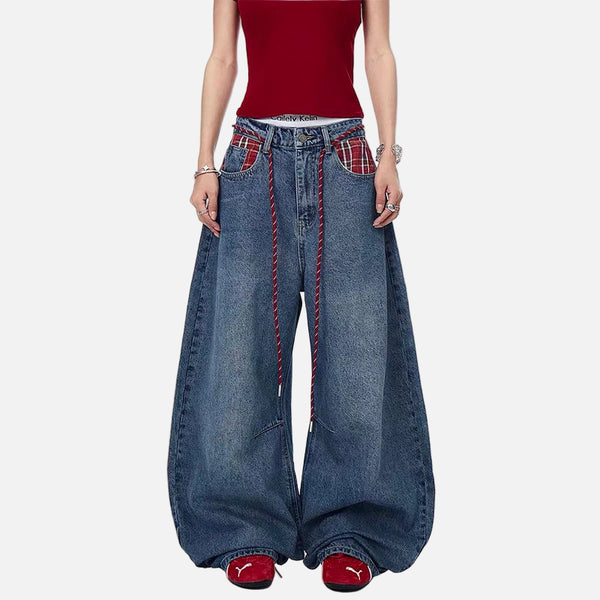 Women Insulated Streetwear Baggy Wide Leg Jeans