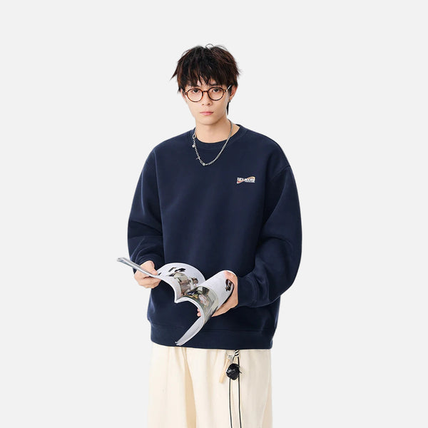 Comfortable Cozy Logo Print Crew Neck Sweatshirt