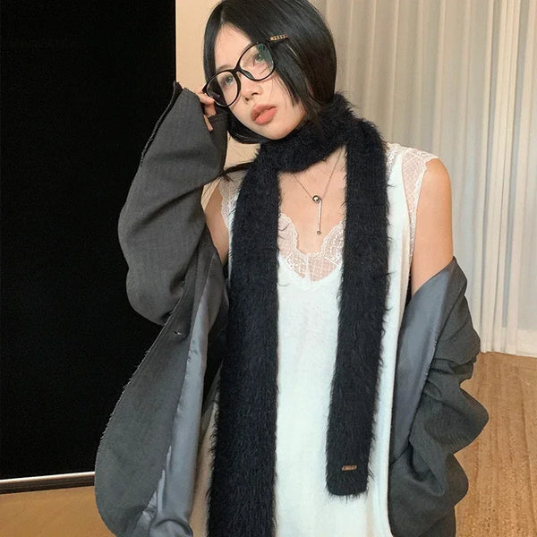 Fuzzy Long Strip Solid Color Scarves