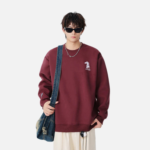 Cozy Horse Head Pattern Crew Sweatshirt