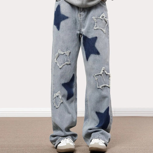 Star Embroidery Loose Jeans
