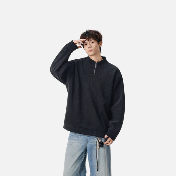 Cozy Textured Quarter Zip Sweatshirt