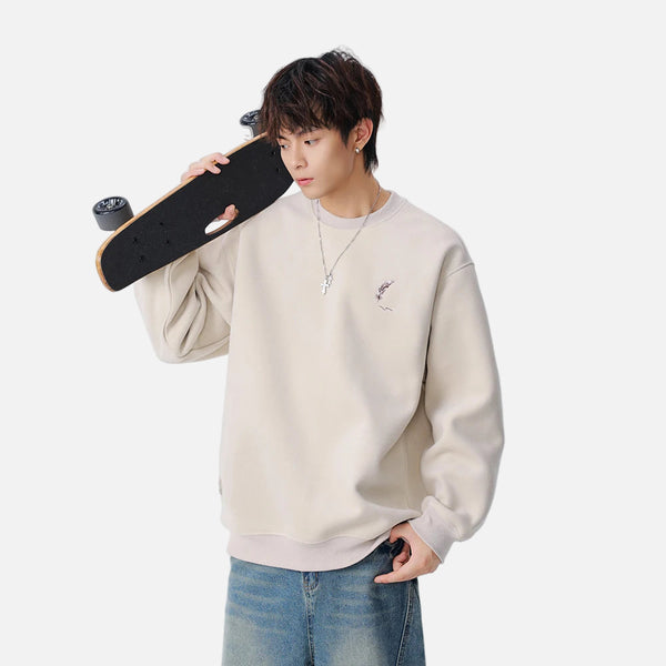 Soft Embroidered Crew Neck Sweatshirt