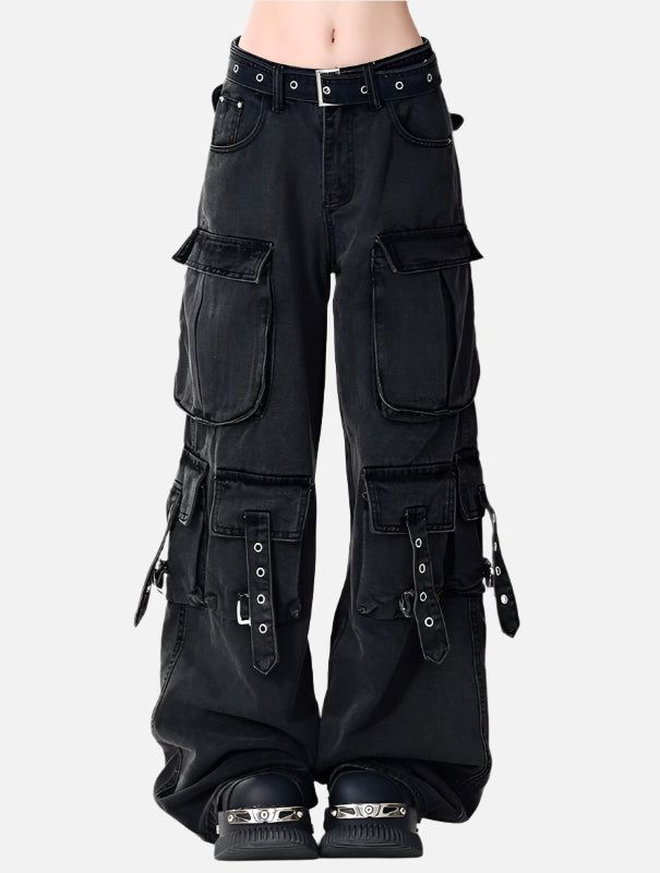 Model wearing the black Stealth Operative Cargo Pants