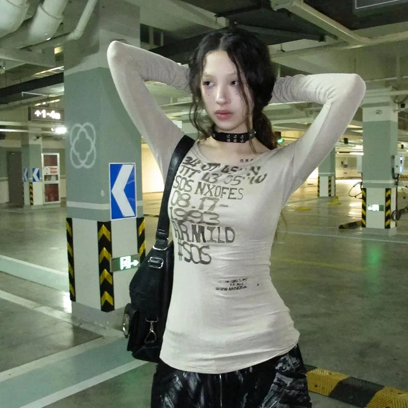 Model wearing the khaki Coordinate Latitude Graphic T-Shirt