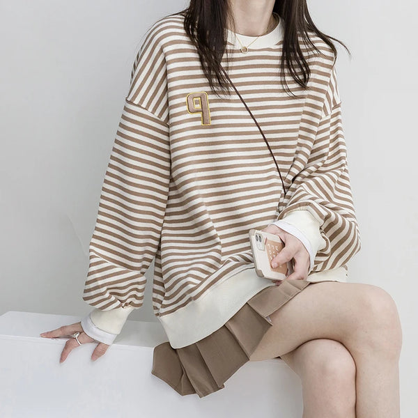 Vintage Damen Hals Lose Sweatshirt