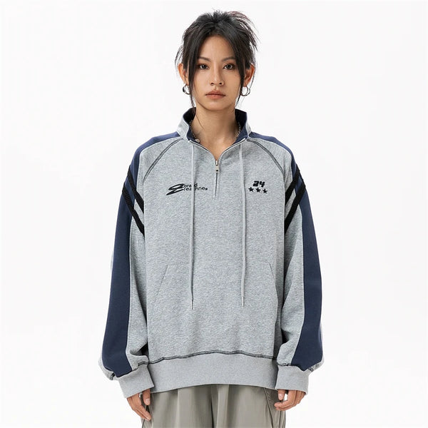 Harajuku Off-Shoulder Zipper Sweatshirt
