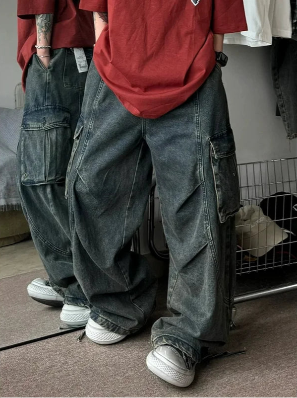 Model wearing the blue Vagabond Utility Pants