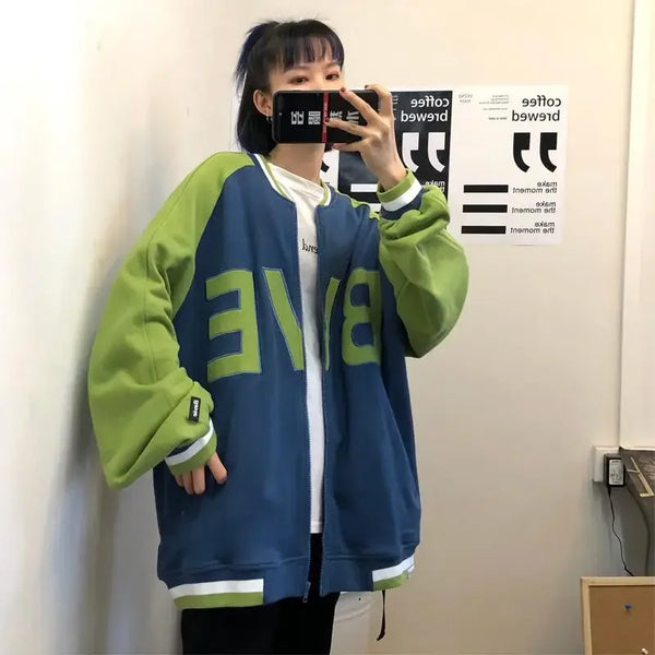 Vintage Streetwear Sweatshirt mit Reißverschluss und Einsätzen