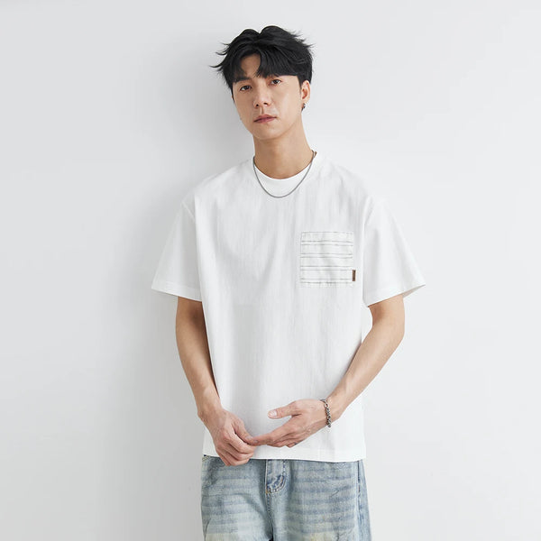 Korean Stylish Pocket Stitch Short Sleeve T-Shirt