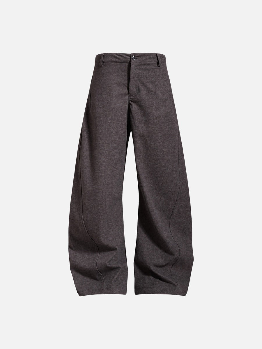 Sculptural Dark Charcoal Wide-Leg Trousers