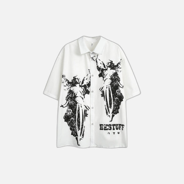 Camisa de manga corta con estampado de ángel abstracto
