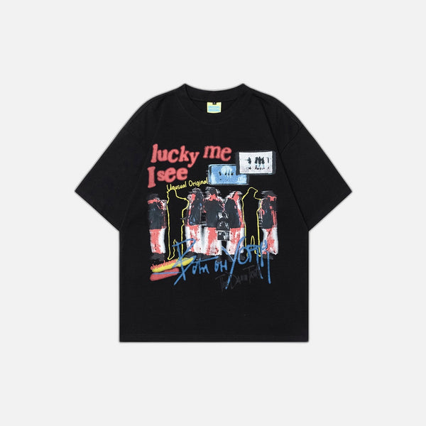 Camiseta holgada de verano con diseño de figura abstracta