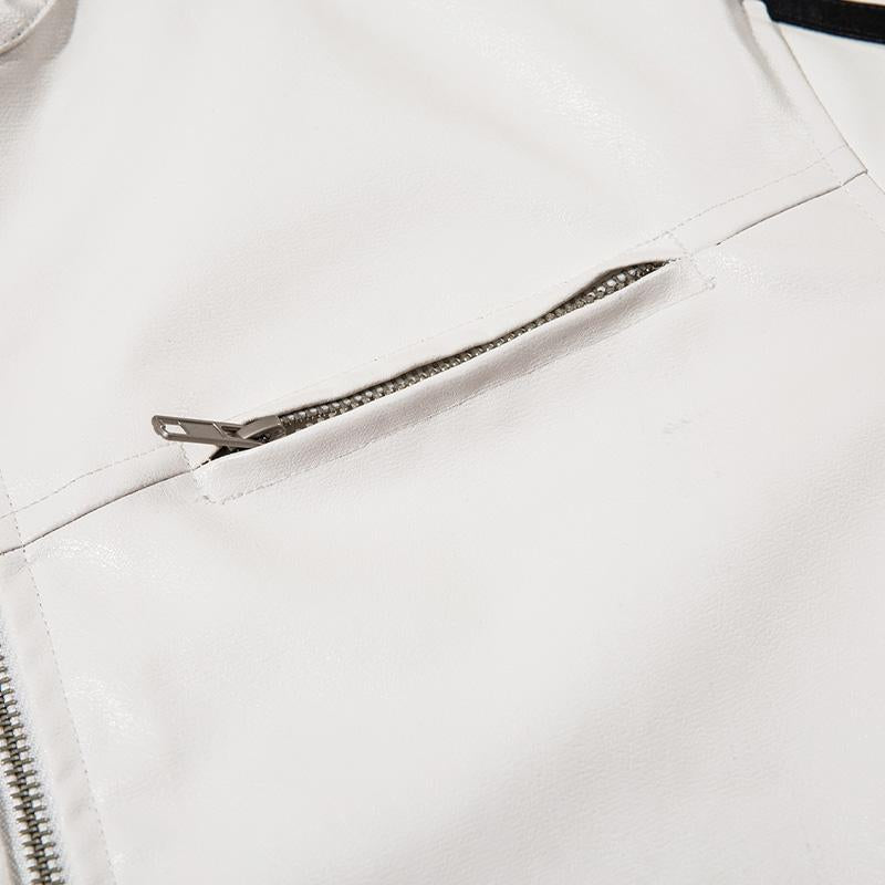 Women's Leather Crop Racing Jacket – DAXUEN