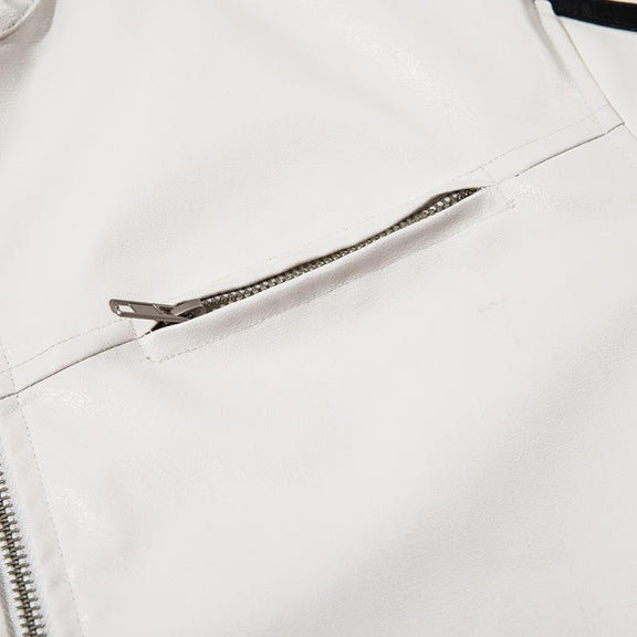 Women's Leather Crop Racing Jacket – DAXUEN