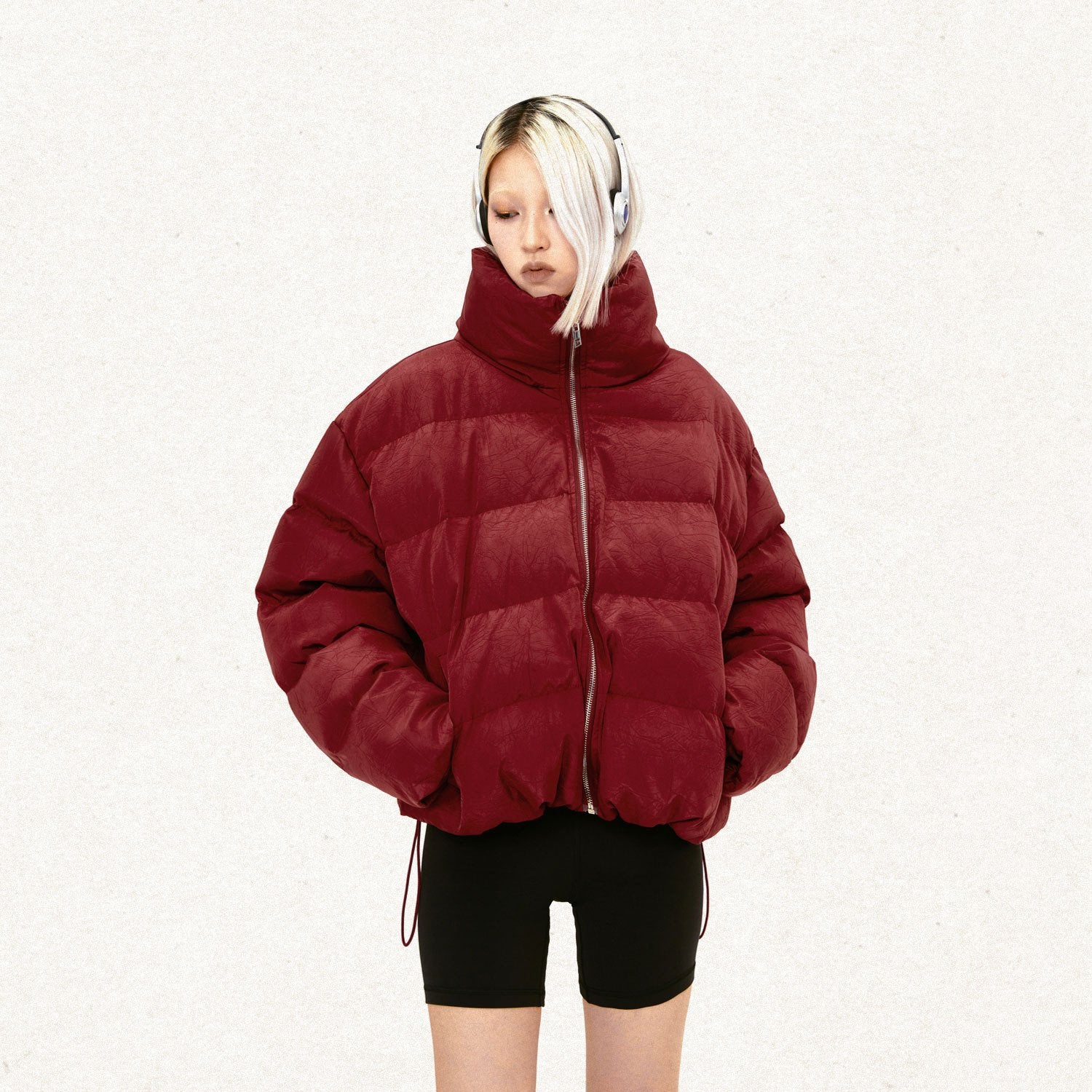 Solid Color Pleated Padded Jacket – DAXUEN