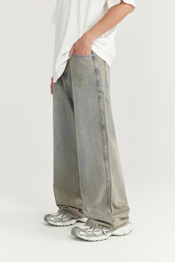 Straight Washed Wide Leg Jeans