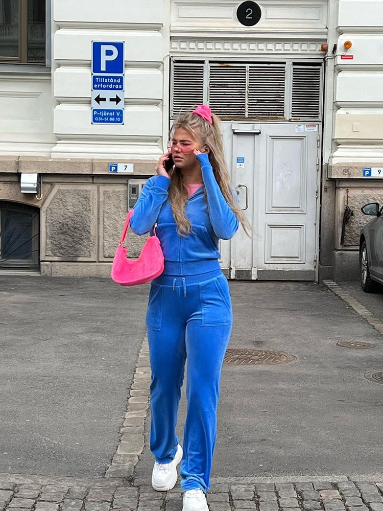 Y2K Velvet Tracksuit Set DAXUEN
