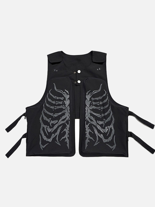 Skeleton Print Adjustable Vest