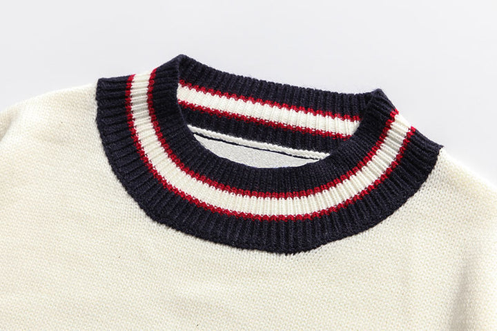 an o-neck collar of the Determine Bear Sweater