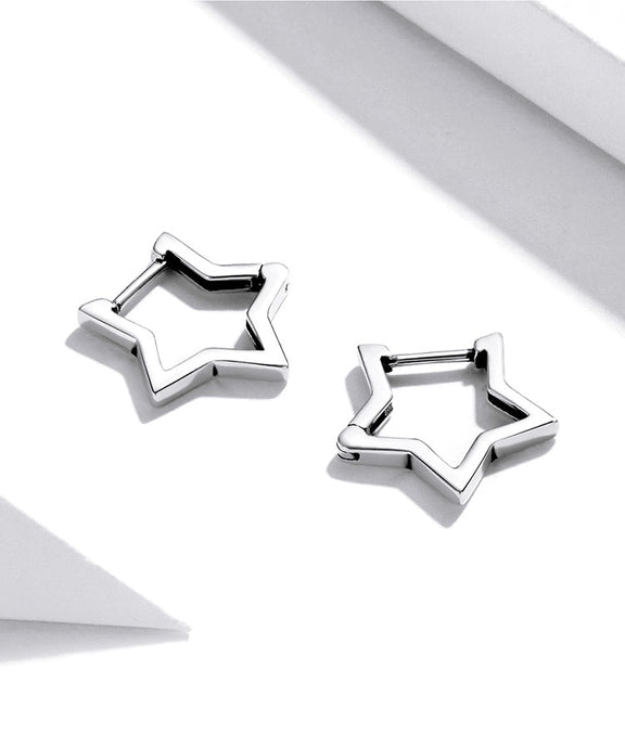 925 Sterling Silver Starlike Earrings - Minimalist Star Shape Ear Buckle for Women - Fashion jewelry SCE1136