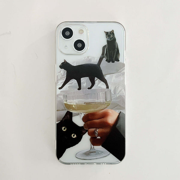 Vinilo o funda para iPhone gato negro