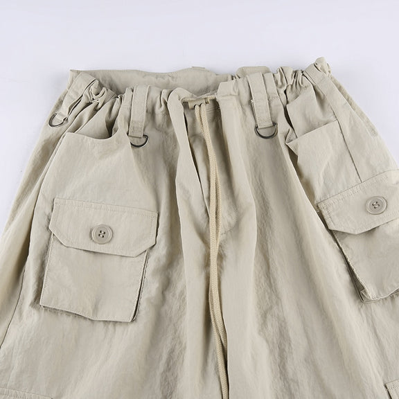 Patchwork Light Khaki Cargo Pants DAXUEN