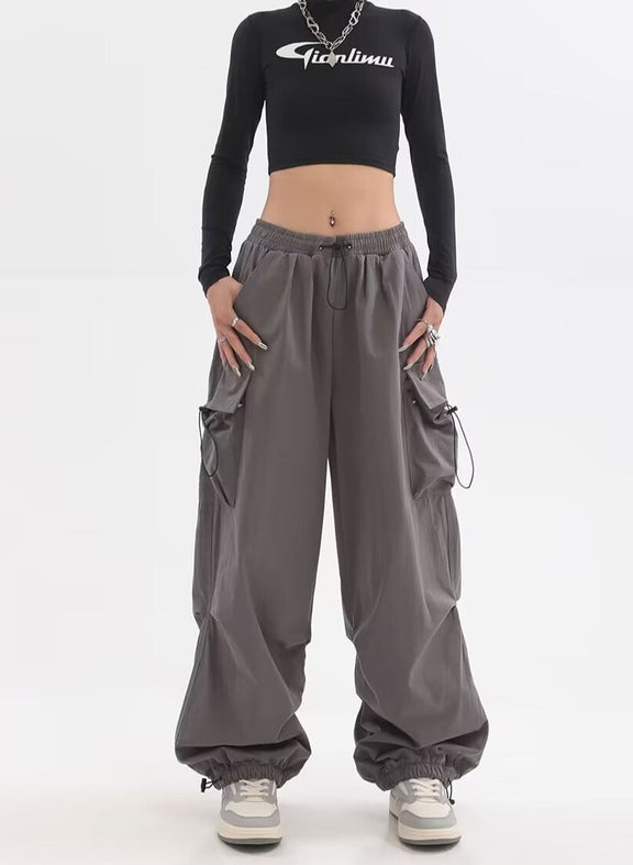 Baggy Elastic Waist Cargo Pants – DAXUEN