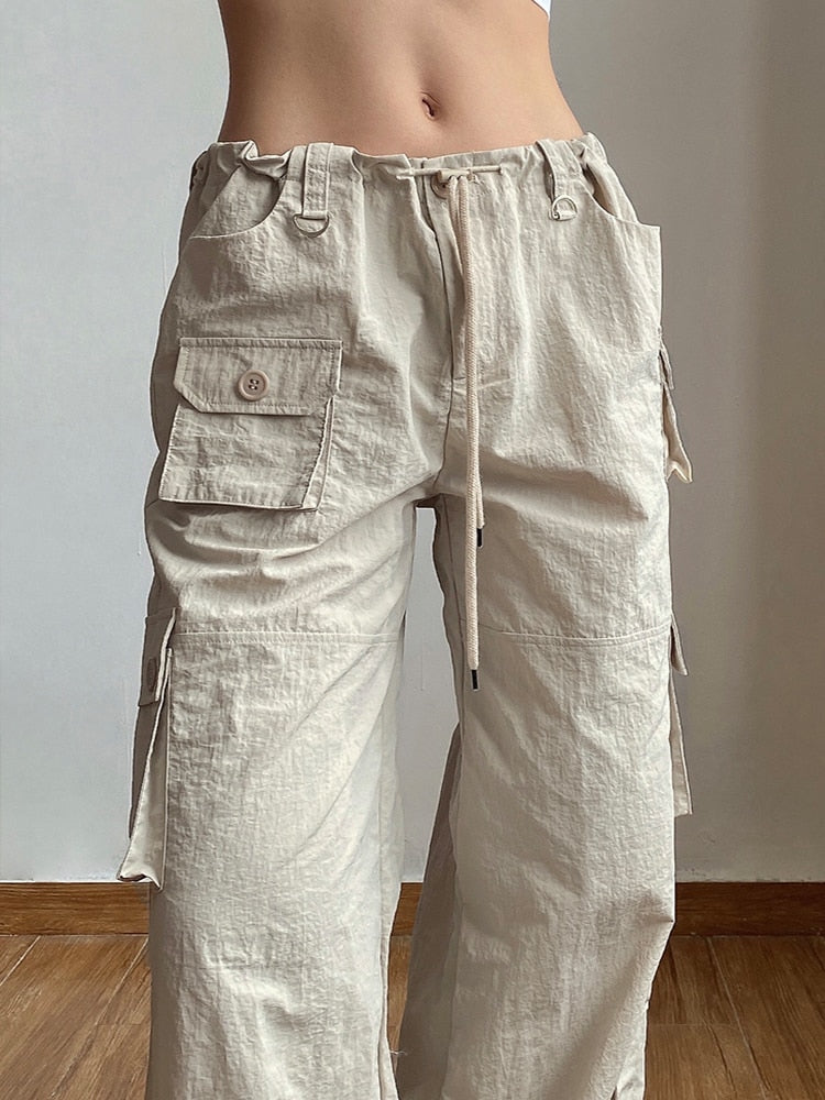 Patchwork Light Khaki Cargo Pants DAXUEN