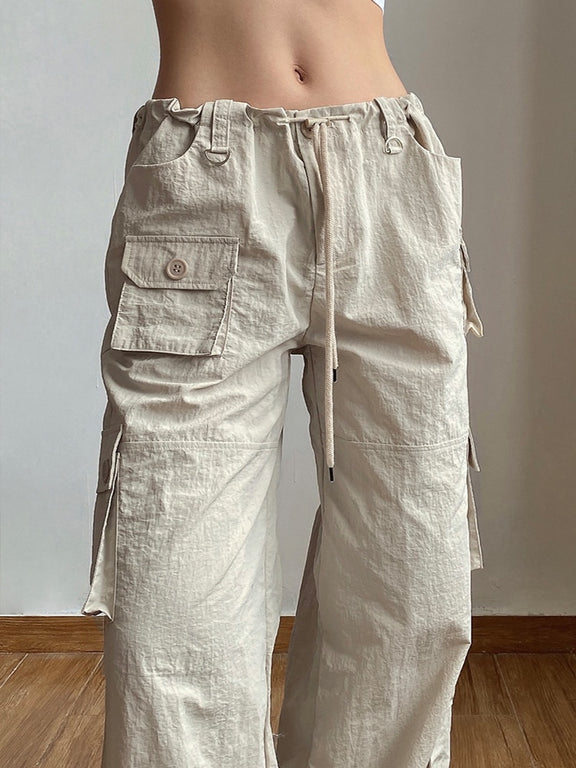 Patchwork Light Khaki Cargo Pants DAXUEN