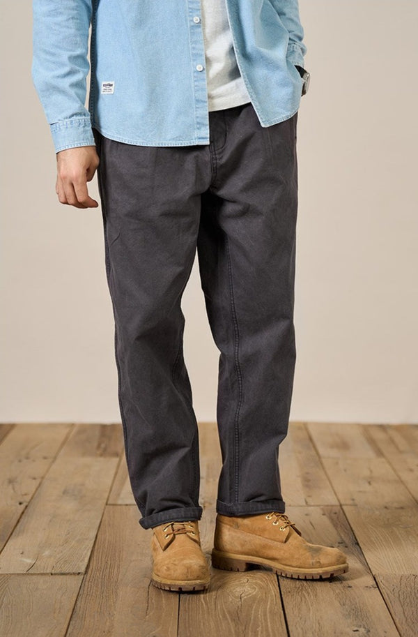 Washed Straight Mid-Waist Pants