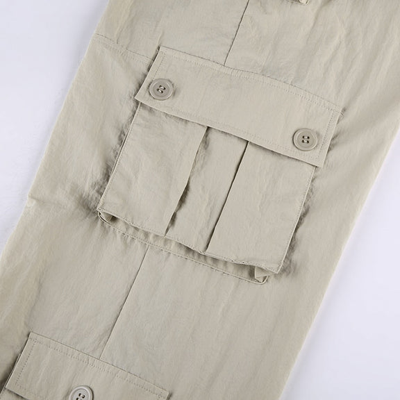 Patchwork Light Khaki Cargo Pants DAXUEN