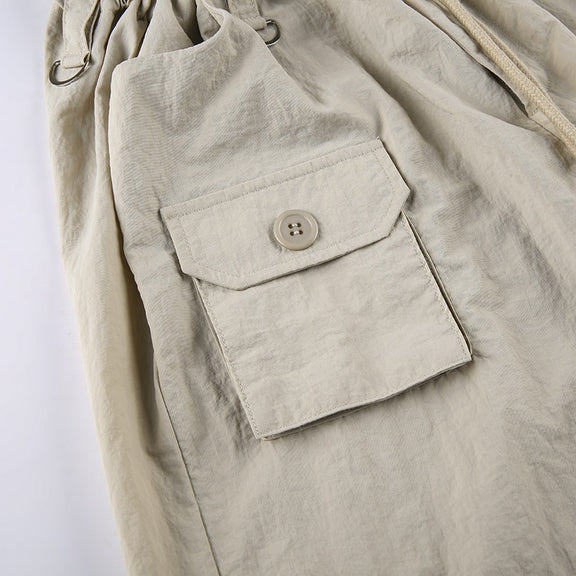 Patchwork Light Khaki Cargo Pants DAXUEN