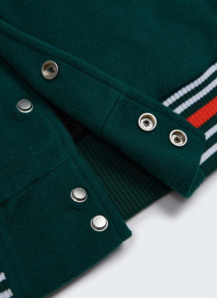 Ready Embroidery Green Varsity Jacket – DAXUEN